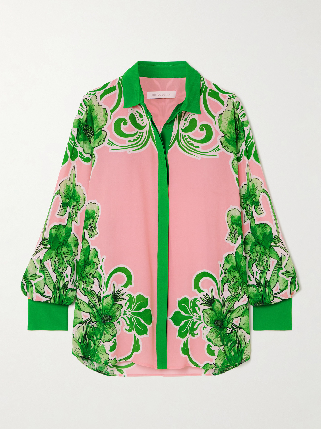 Borgo De Nor Nova Floral-print Crepe Shirt In Multi