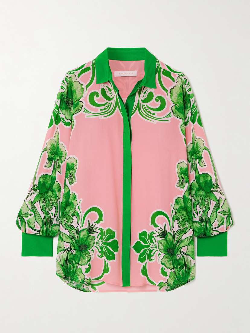 Borgo de Nor Nova Floral-print Crepe Shirt