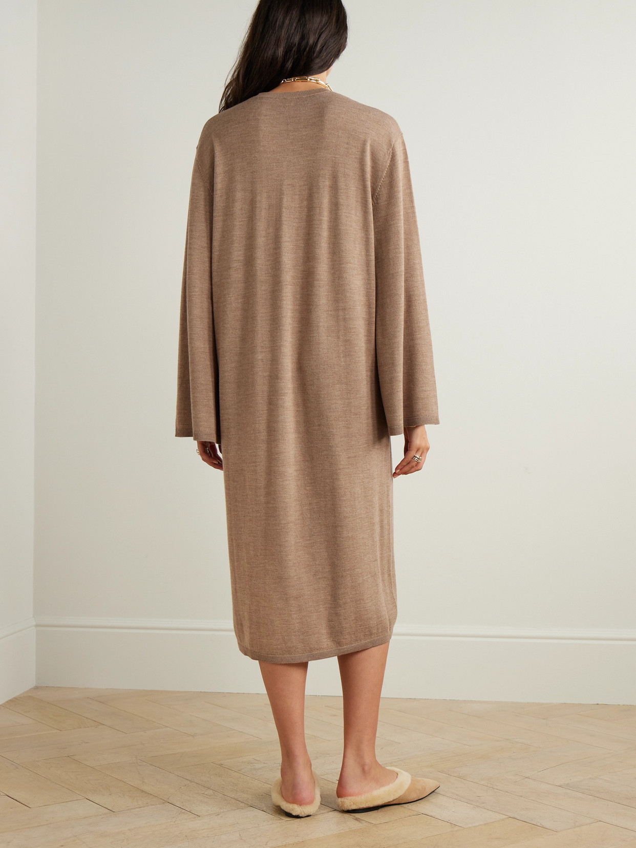 Totême Sadi Wool Midi Dress In Brown
