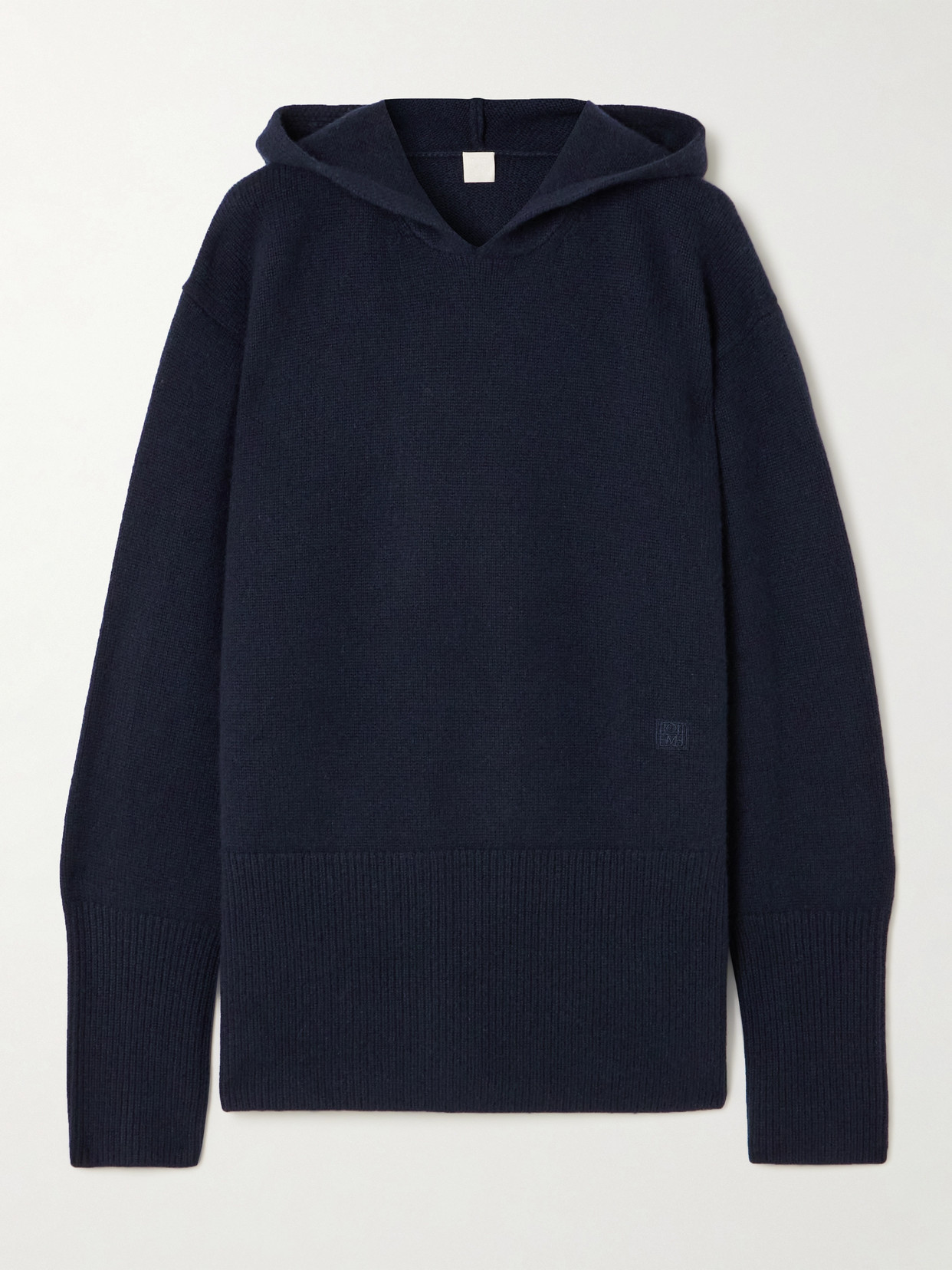 Totême Catina Embroidered Cashmere Hoodie In Blue