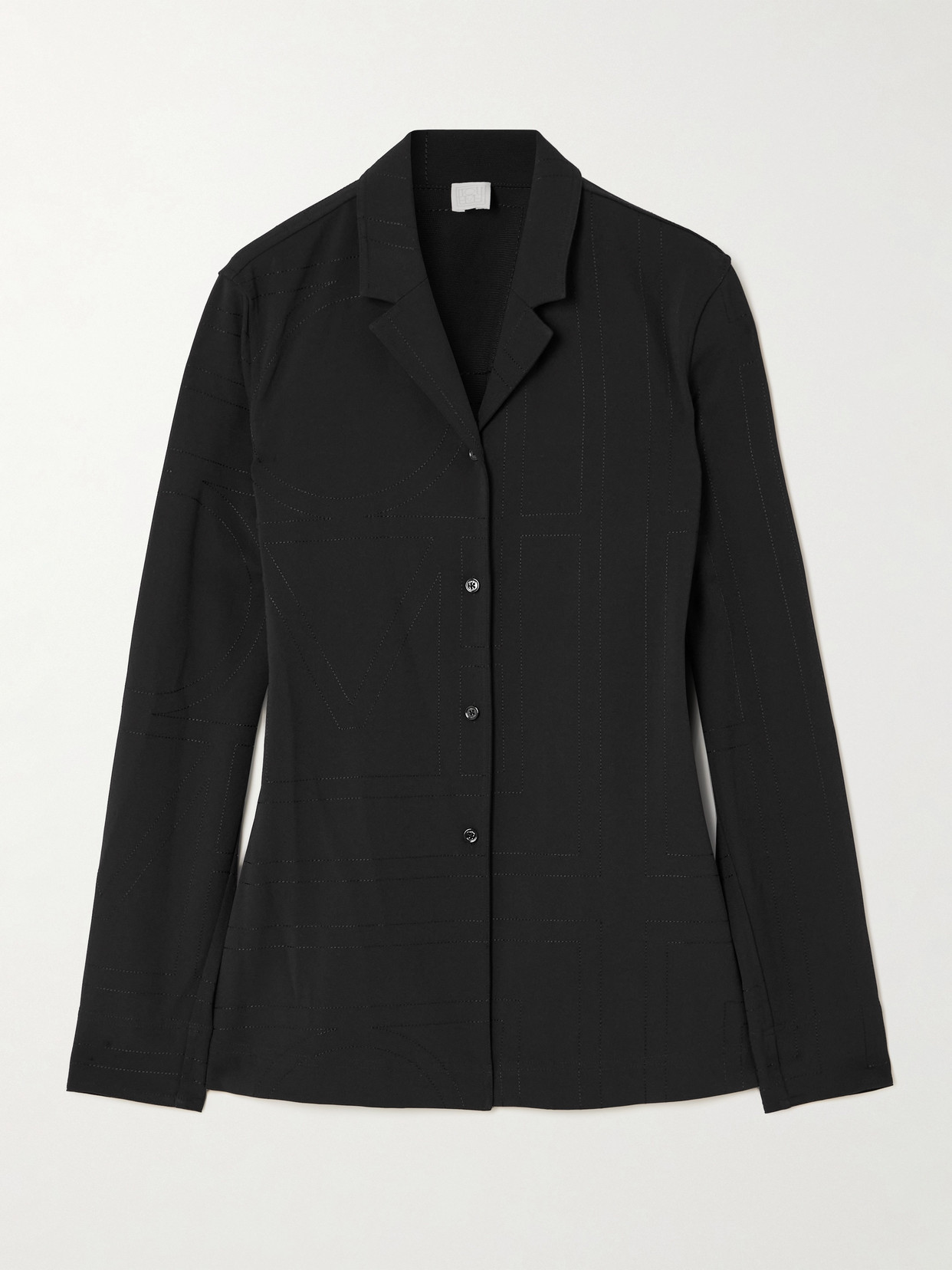 Totême Taro Embroidered Recycled-jersey Shirt In Black