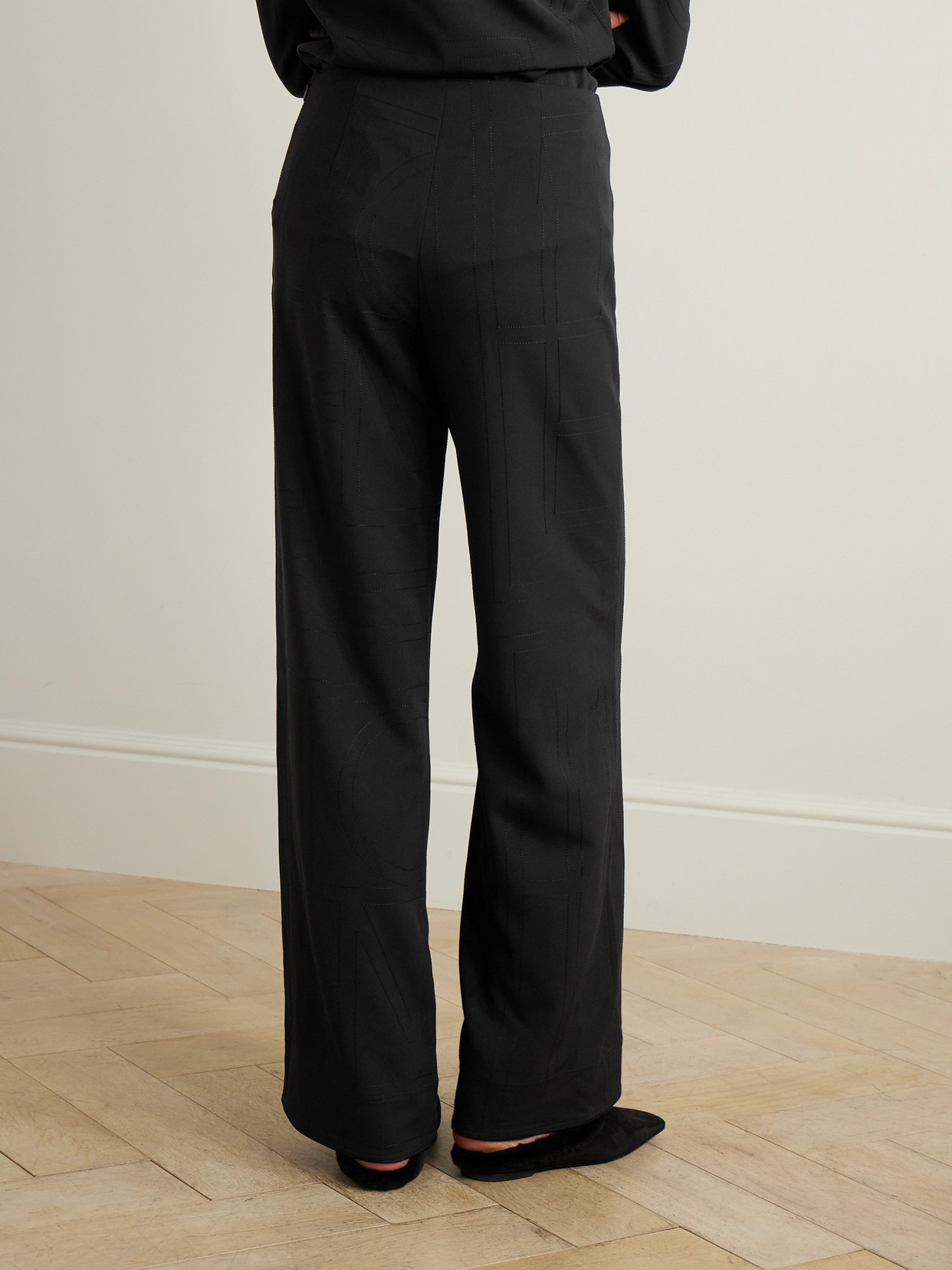 TOTÊME EMBROIDERED RECYCLED-JERSEY WIDE-LEG PANTS 