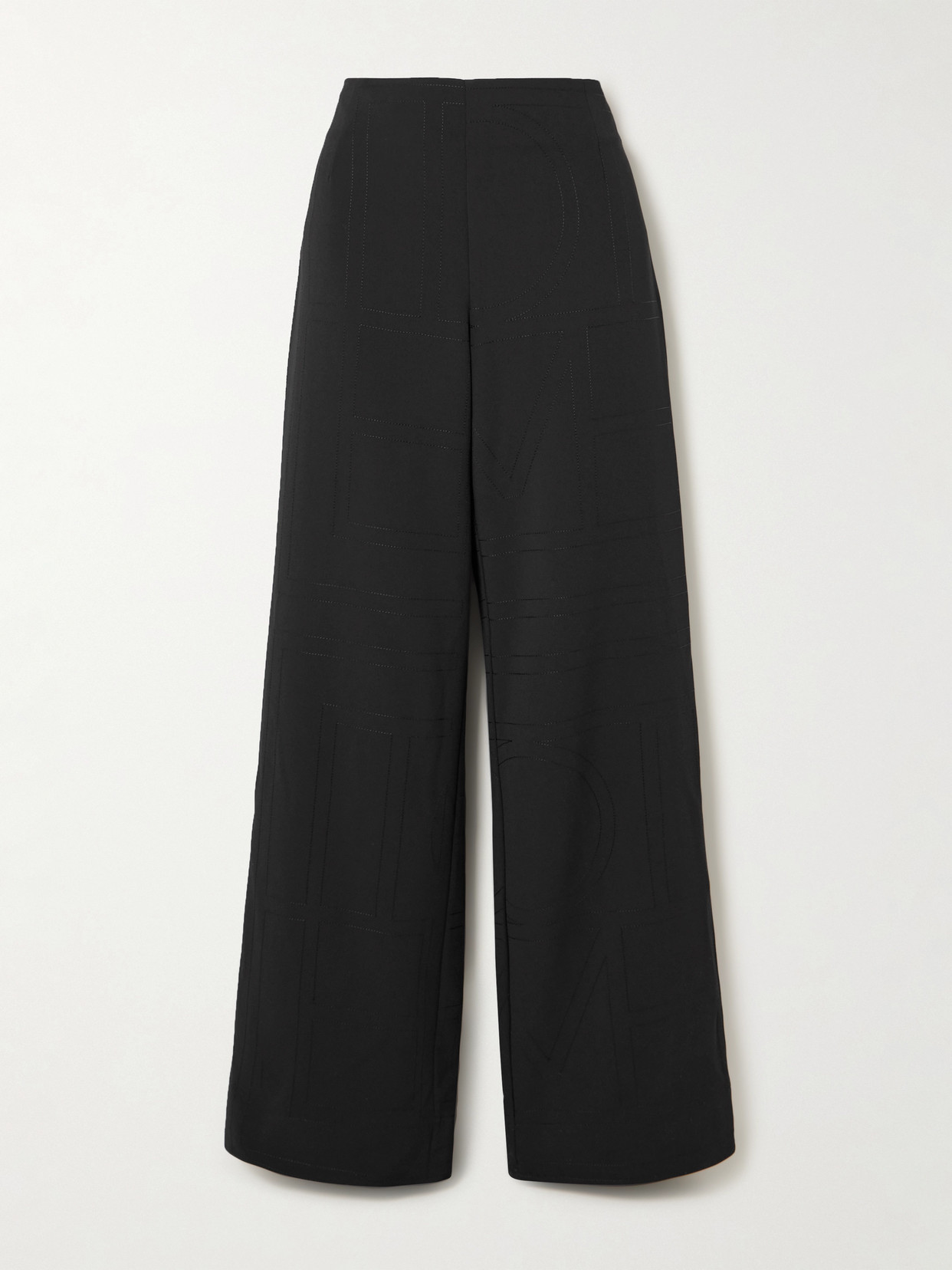 Totême Embroidered Recycled-jersey Wide-leg Pants In Black
