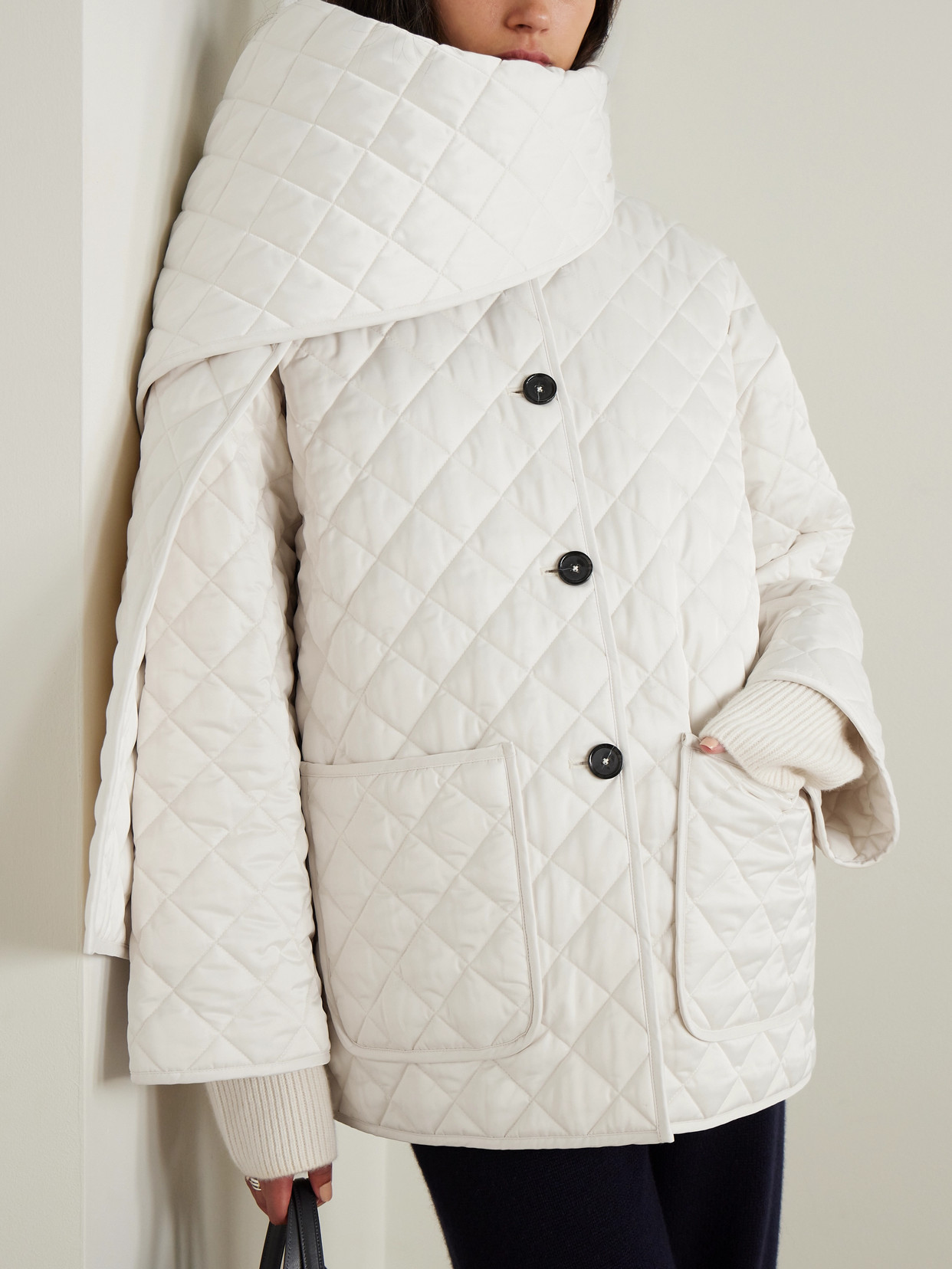 Totême Naxos Scarf-detailed Quilted Recycled-shell Jacket In White