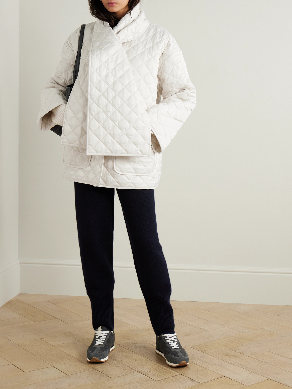 Totême Naxos Scarf-detailed Quilted Recycled-shell Jacket In White