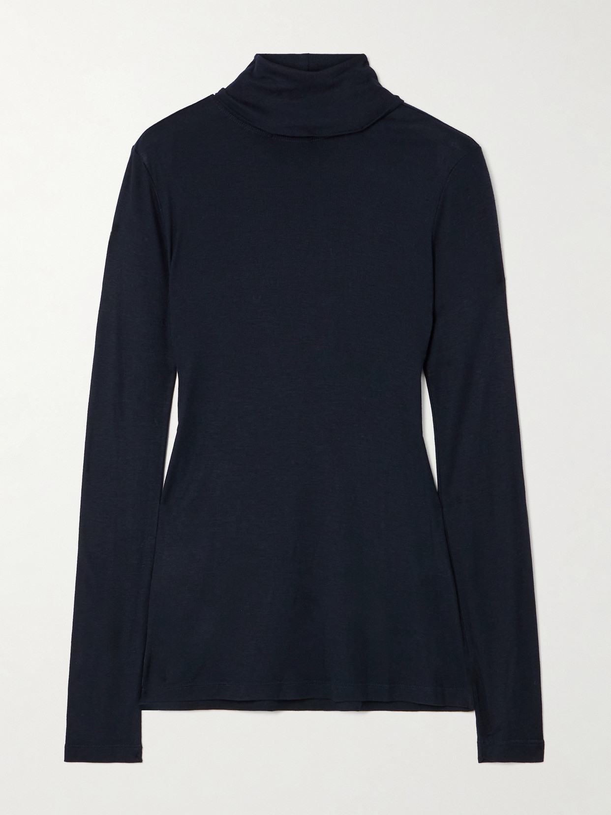 Totême Remano Ribbed Jersey Turtleneck Top In Blue
