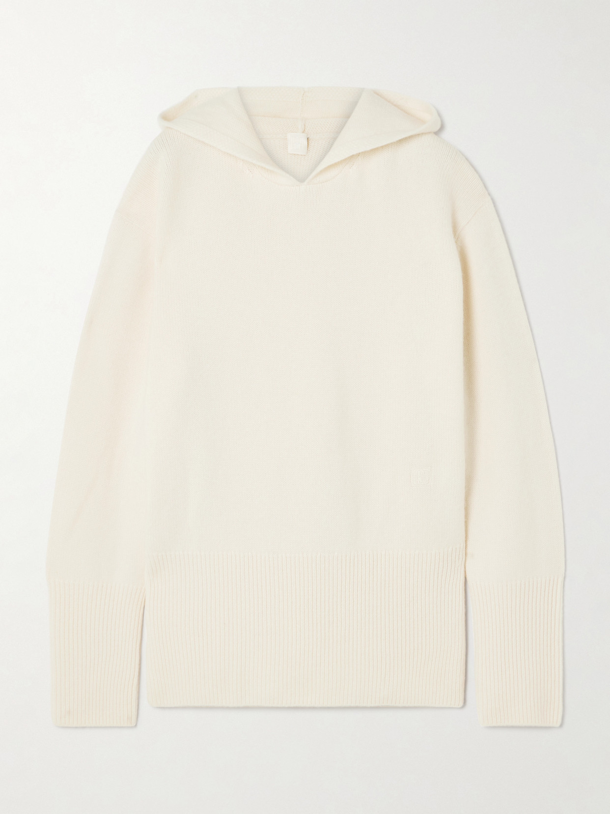 Totême Catina Embroidered Cashmere Hoodie In Off-white