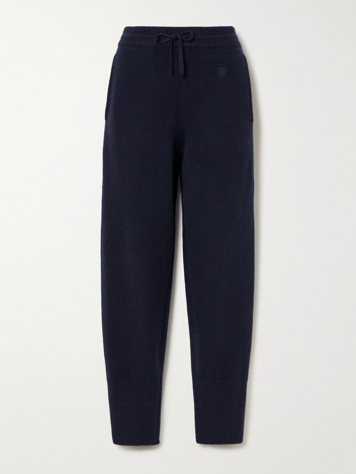 Totême Valais Embroidered Cashmere Tapered Track Pants In Blue