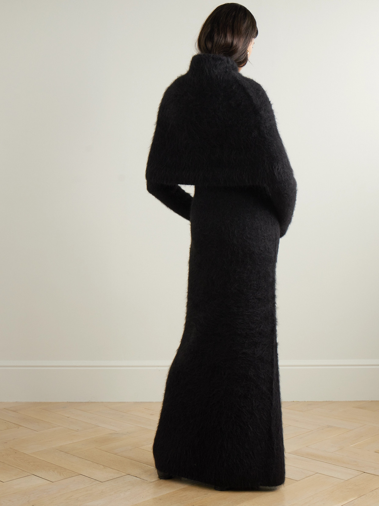 Totême Alpaca-blend Turtleneck Maxi Dress In Black