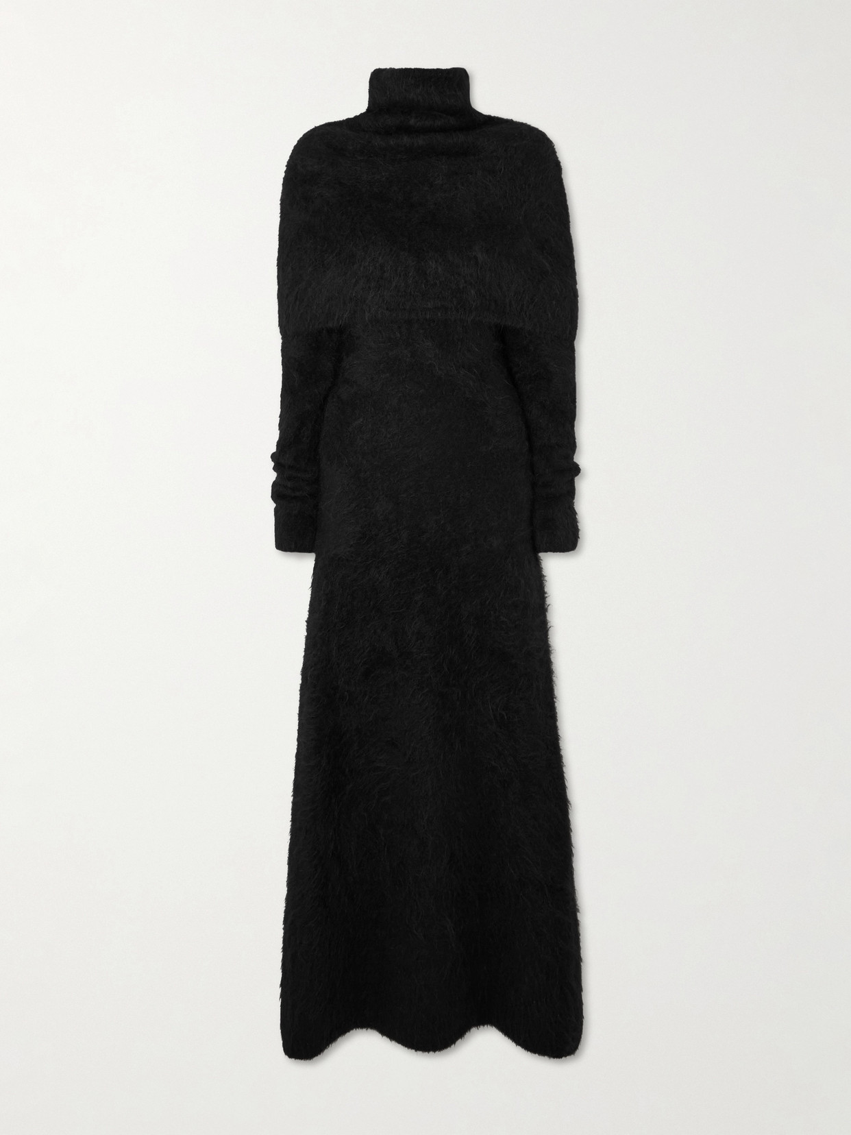 Totême Alpaca-blend Turtleneck Maxi Dress In Black