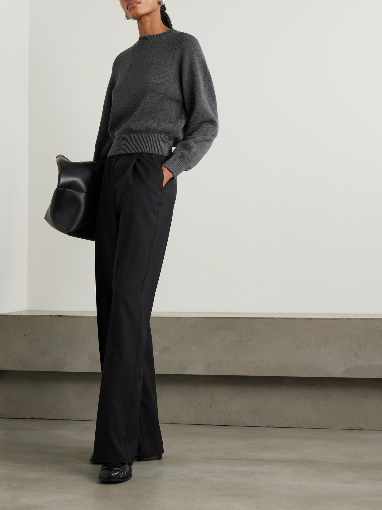 High Sport Lara Knitted Cotton Sweater In Gray