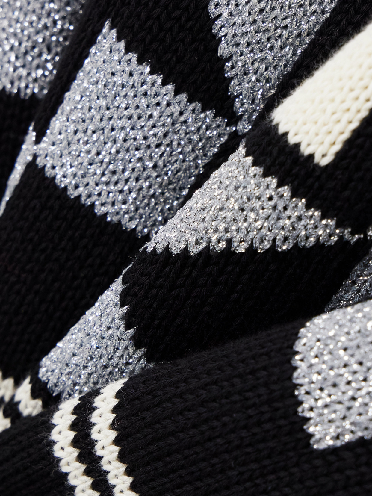 High Sport Lara Intarsia-knit Metallic Cotton-blend Turtleneck Sweater In Black