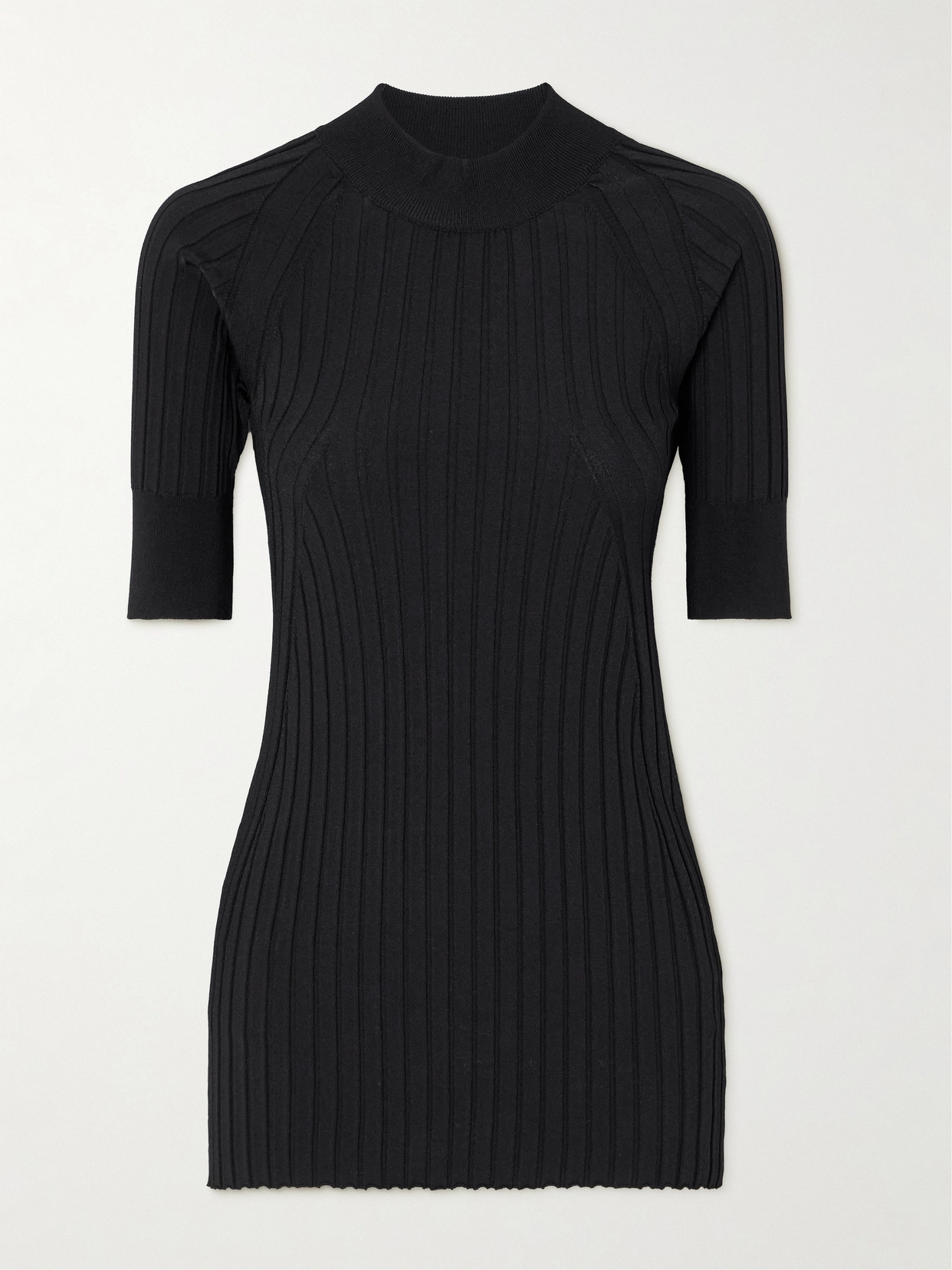 High Sport Pj Ribbed-knit Top In Black