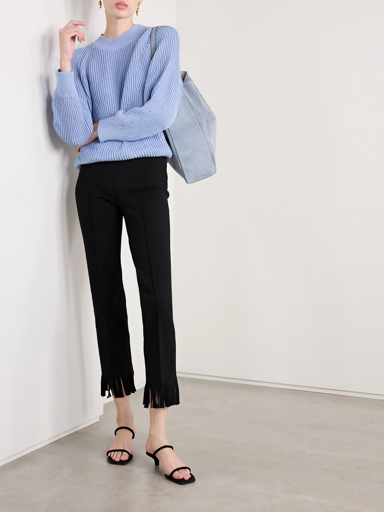 High Sport Louise Fringed Cotton-blend Pants In Black