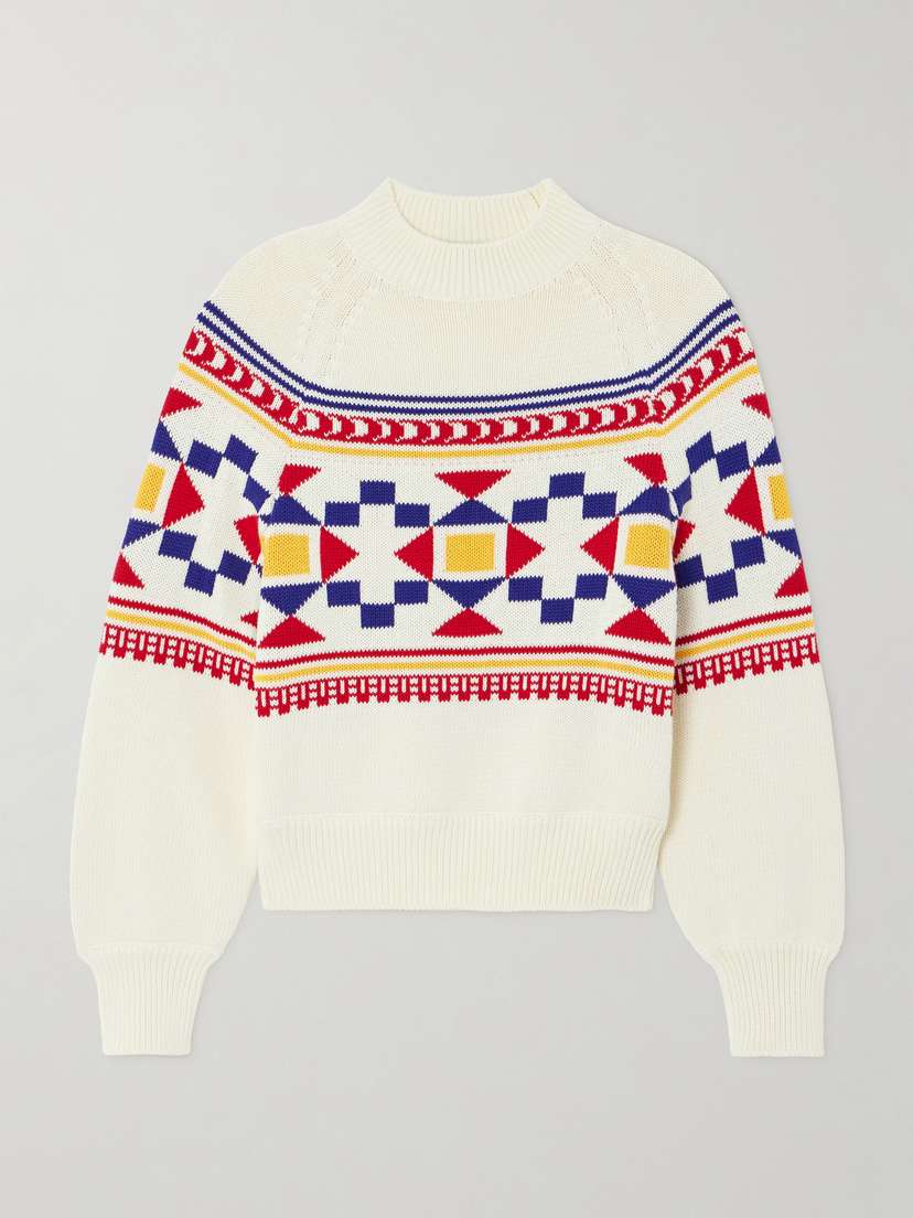 HIGH SPORT Lara Intarsia-knit Cotton-blend Sweater