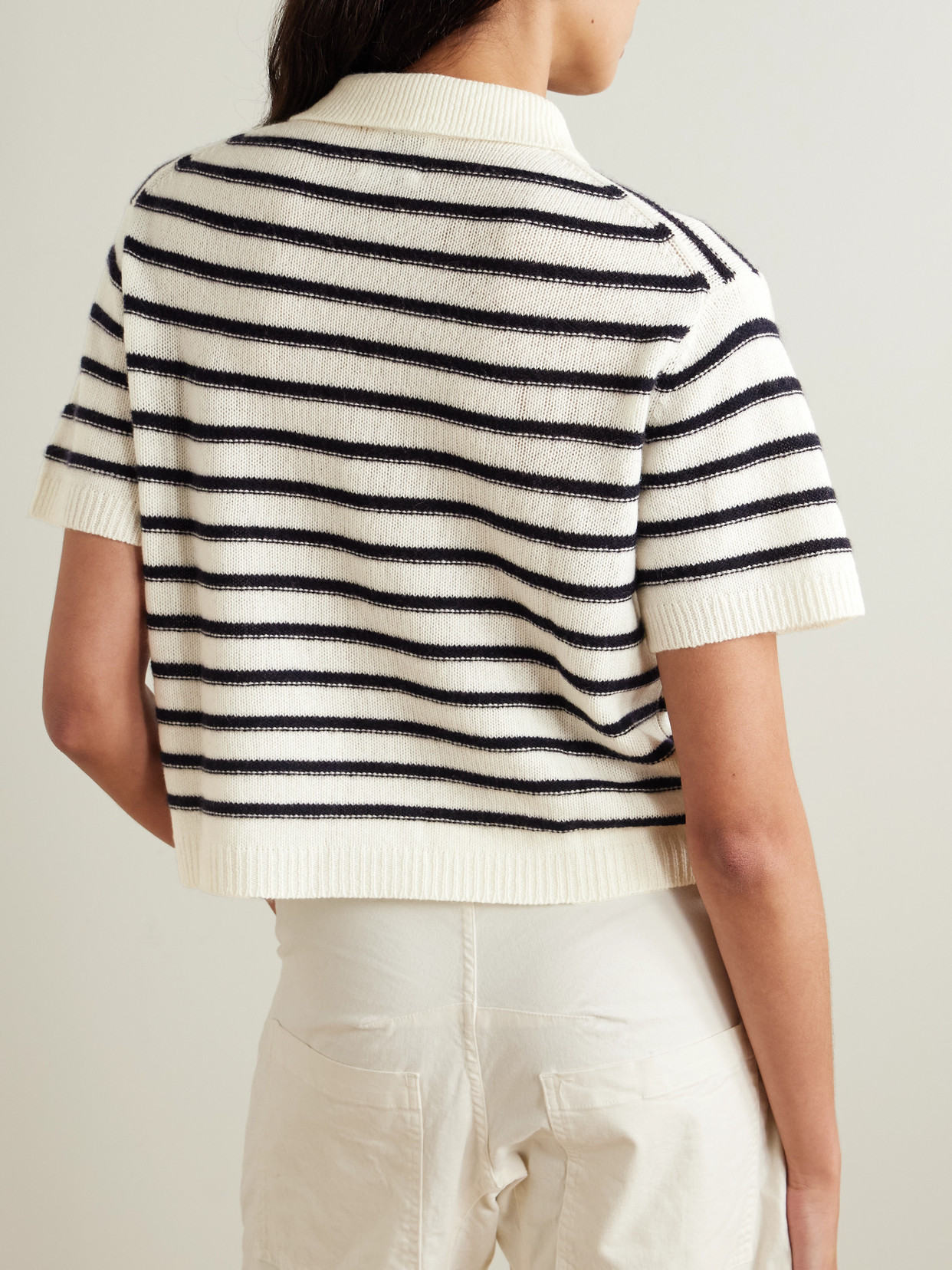 Striped Wool And Cashmere-Blend Polo Sweater