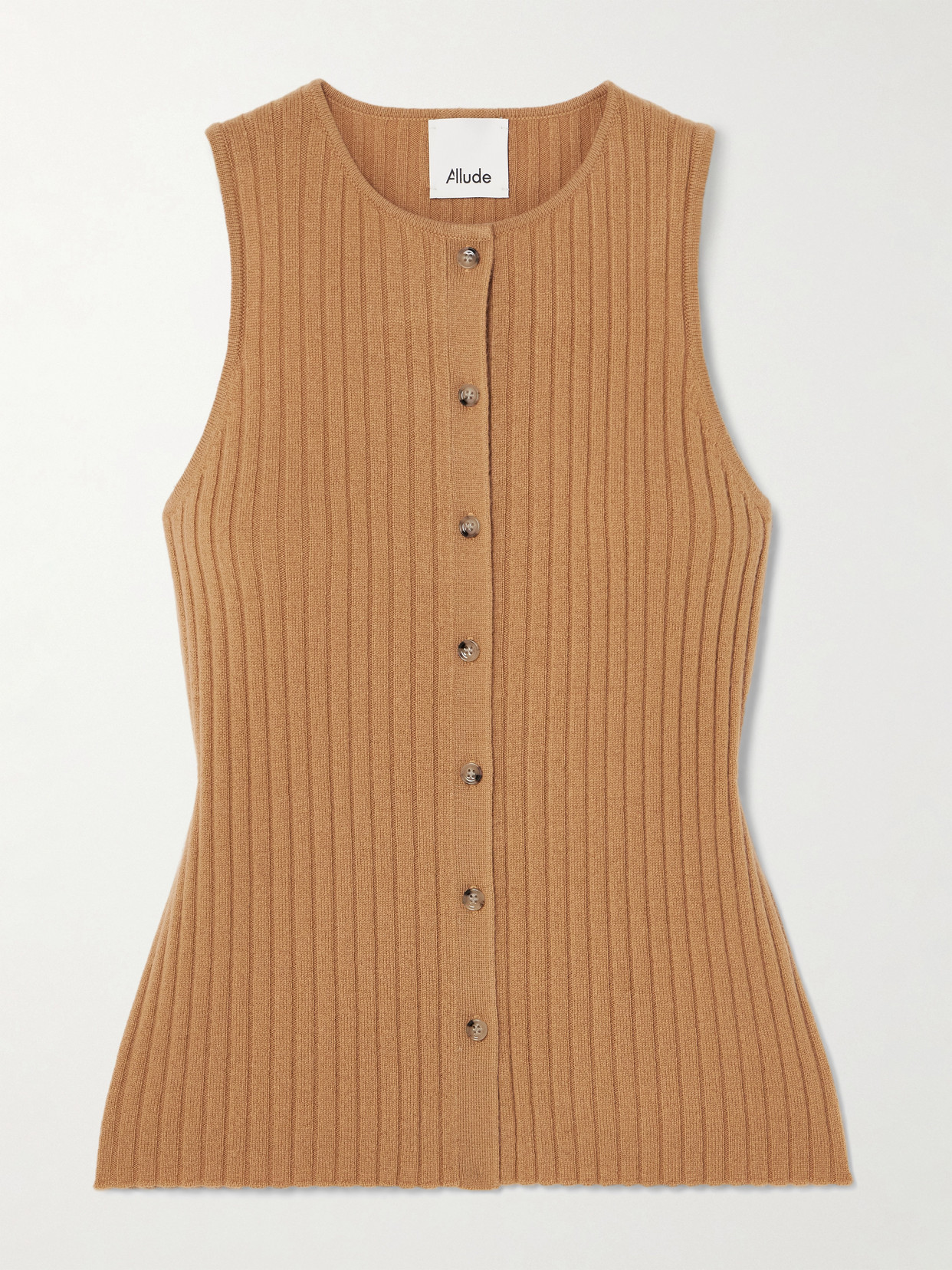 Allude Ribbed Cashmere Vest In Brown