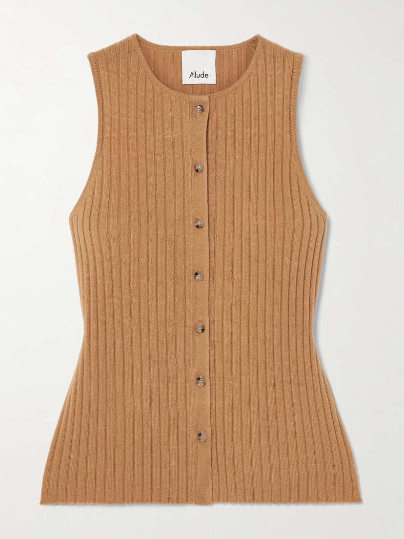 Allude Ribbed Cashmere Vest