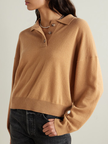 Allude Wool and cashmere-blend polo sweater