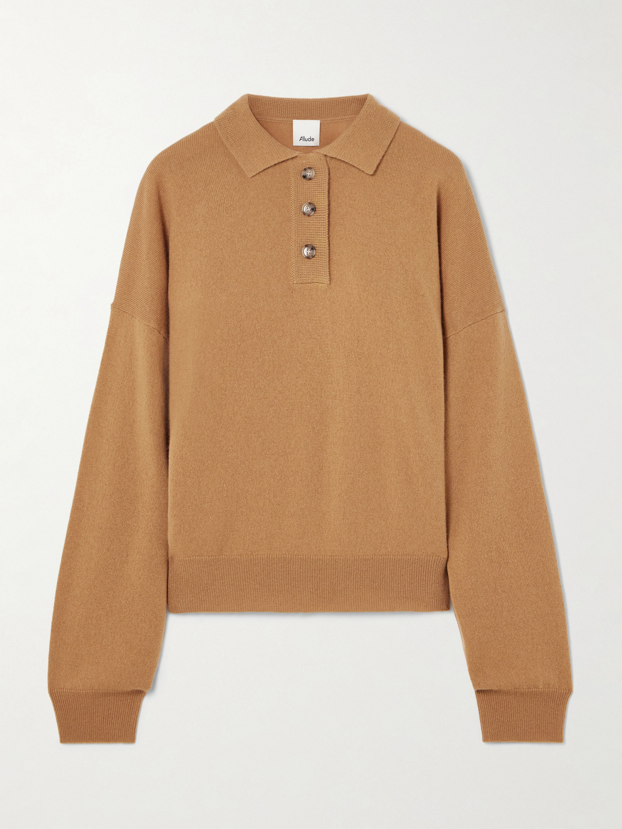 Allude Wool And Cashmere-blend Polo Sweater In Brown