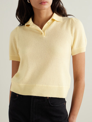 Allude Cropped cashmere polo shirt