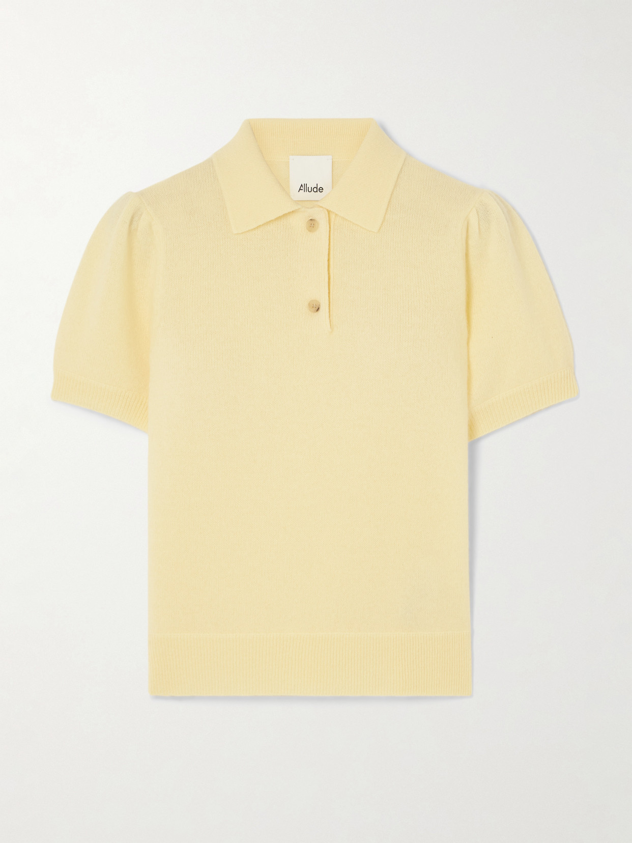Allude Cropped Cashmere Polo Shirt In Yellow