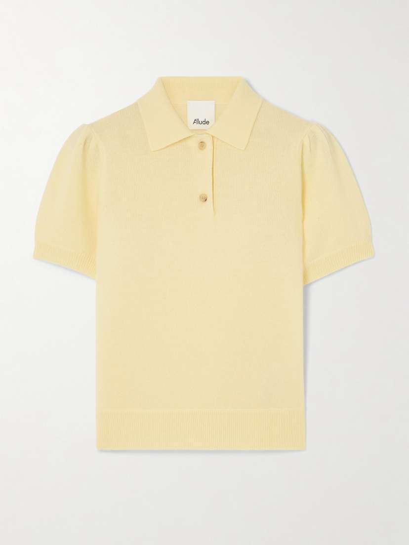 Allude Cropped Cashmere Polo Shirt