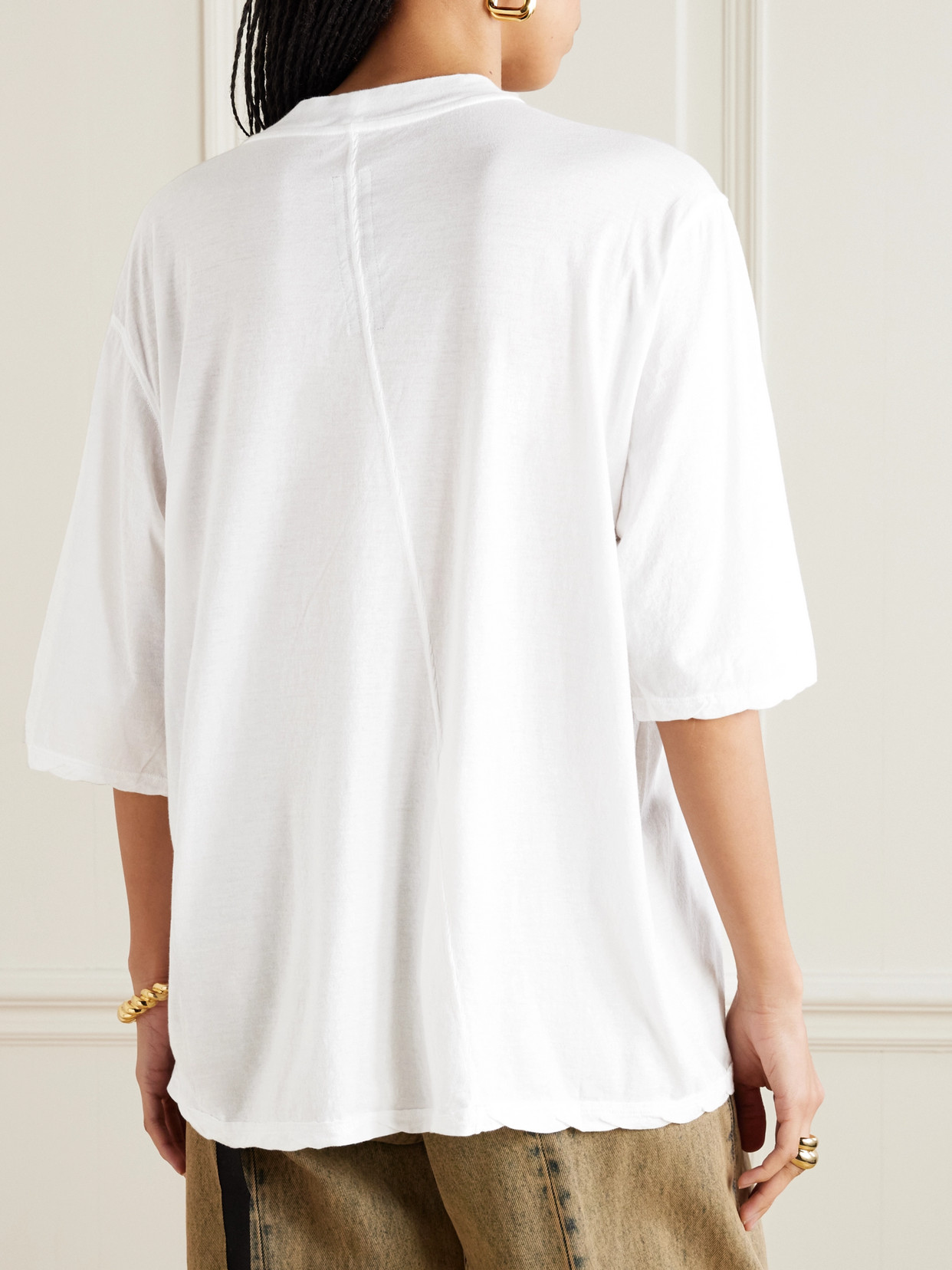 Rick Owens Walrus Paneled Cotton-jersey T-shirt In White