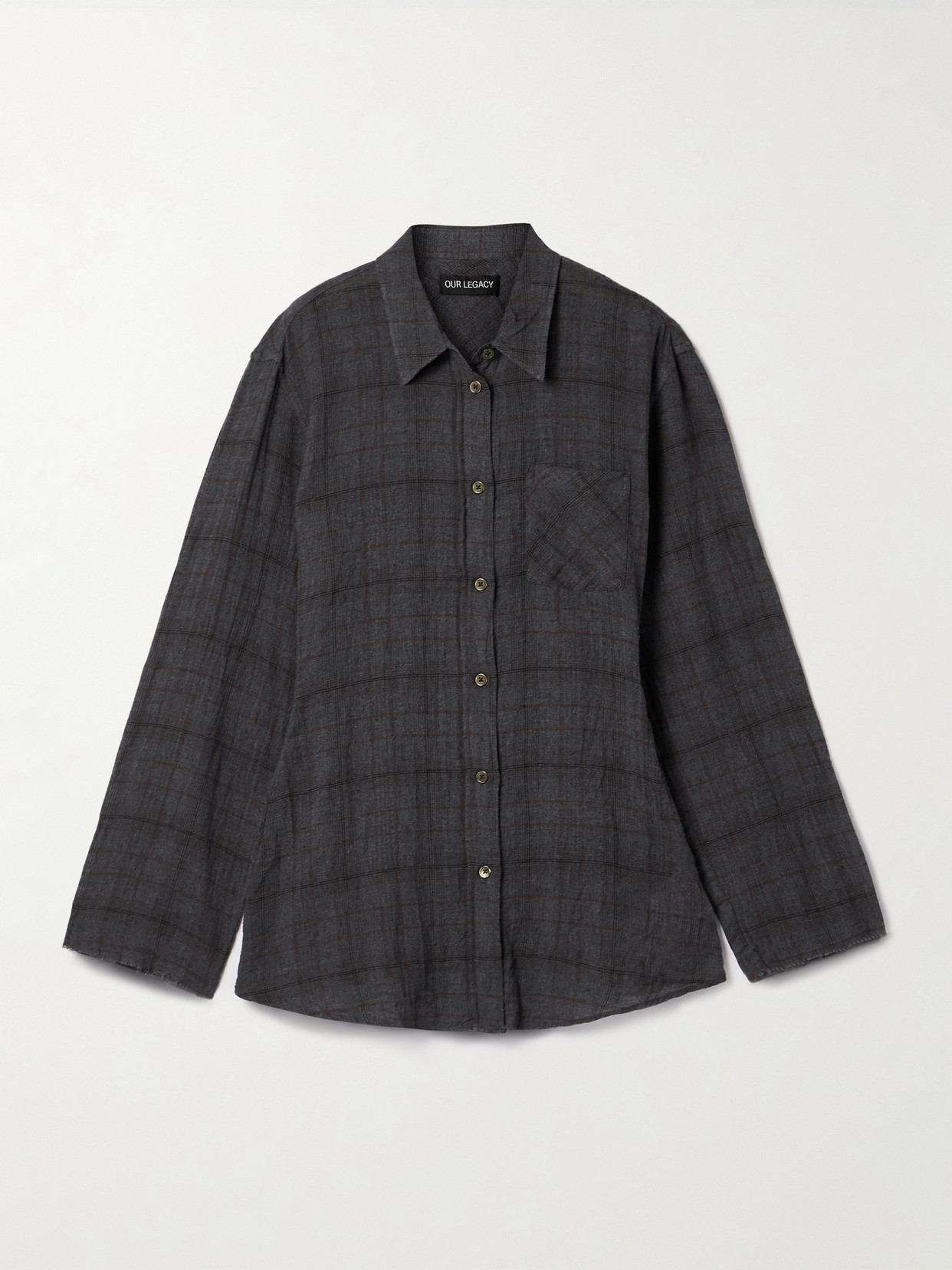 Shop Our Legacy Daisy Checked Cotton-blend Gauze Shirt In Gray