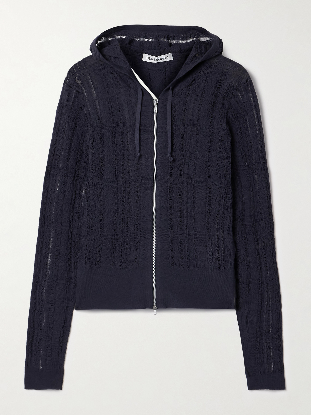 Our Legacy - Compact Distressed Cotton-blend Hoodie - Navy