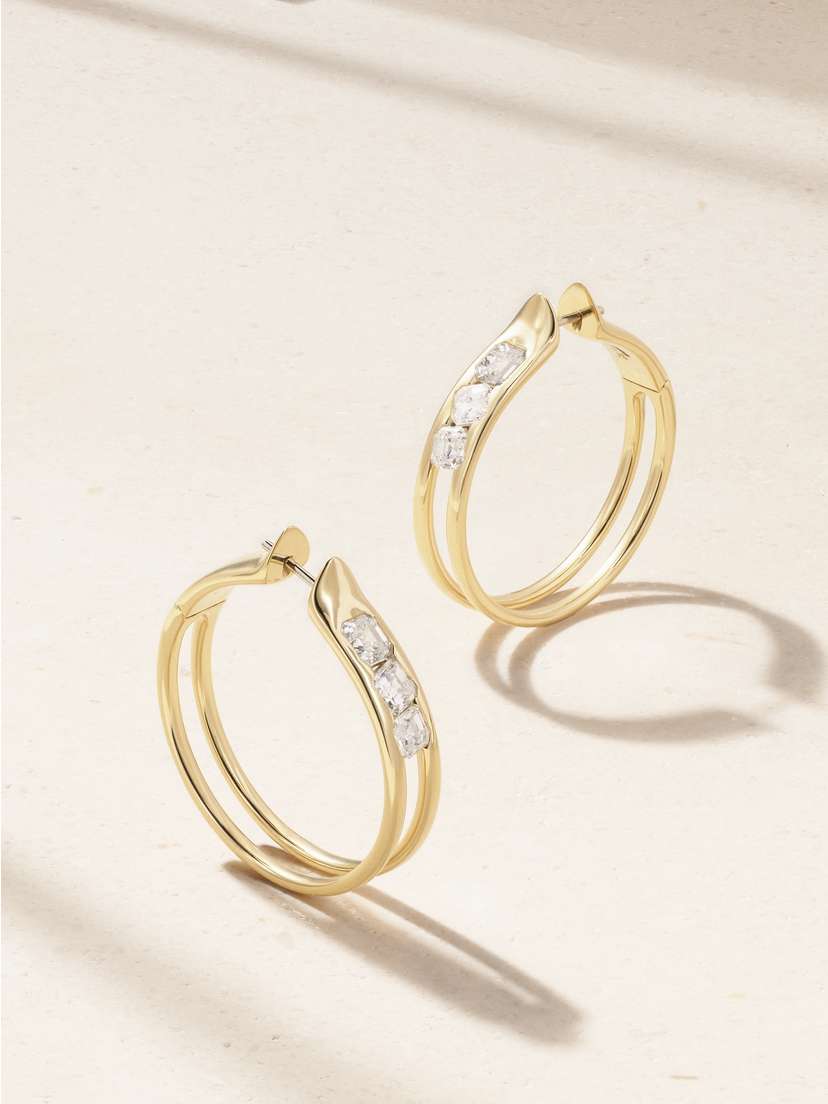 Uniform Object Major Impact 18-karat Gold Diamond Hoop Earrings