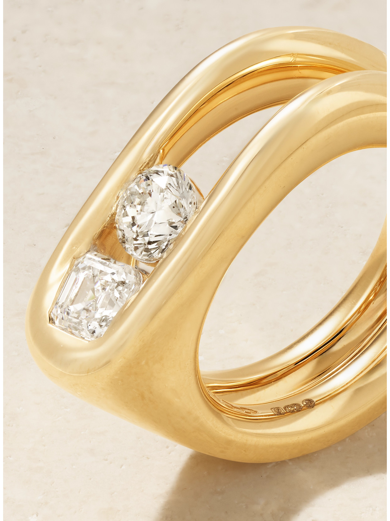 Uniform Object Impact 18-karat Gold Diamond Ring In Gold
