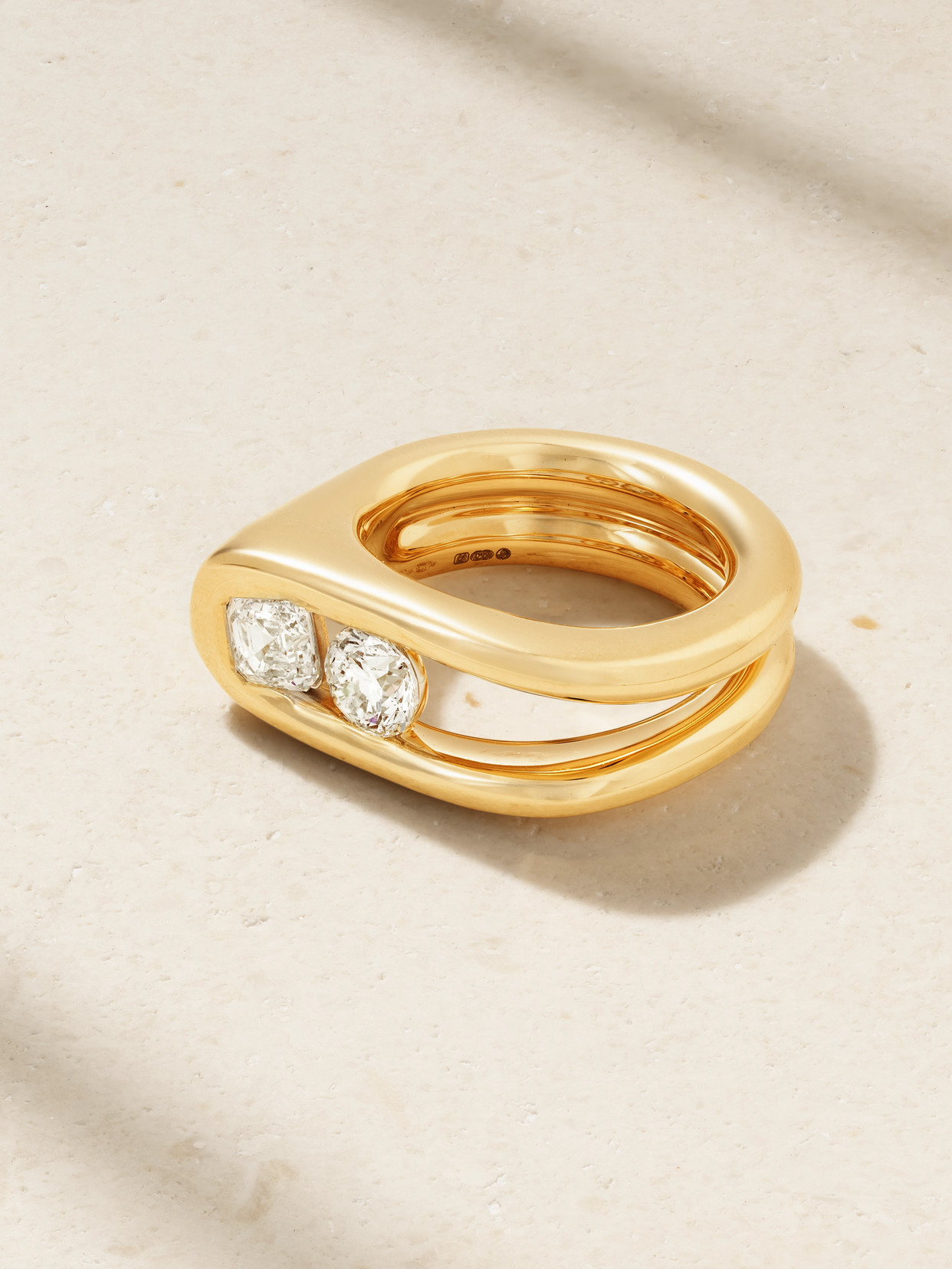 Uniform Object Impact 18-karat Gold Diamond Ring