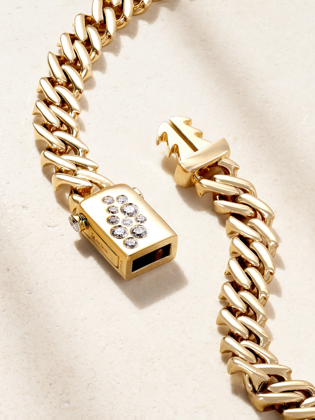 Uniform Object Curb 18-karat Gold Diamond Necklace In Gold