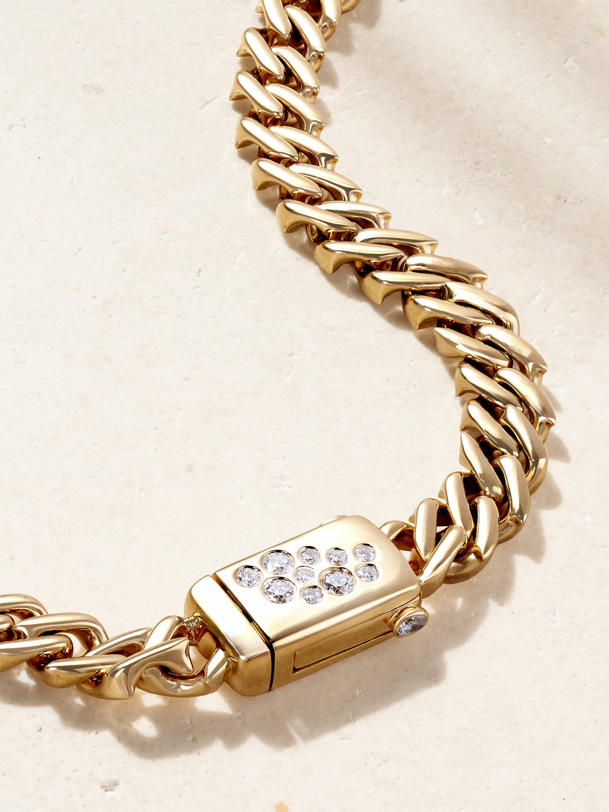 Uniform Object Curb 18-karat Gold Diamond Necklace In Gold