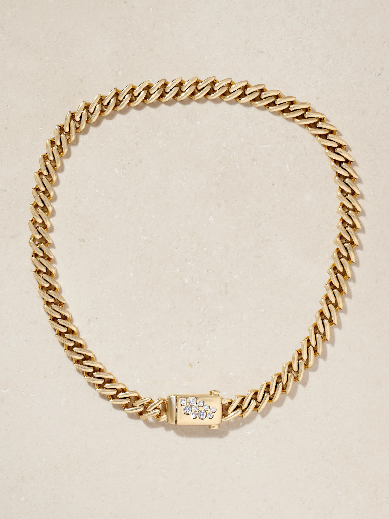 Uniform Object Curb 18-karat Gold Diamond Necklace