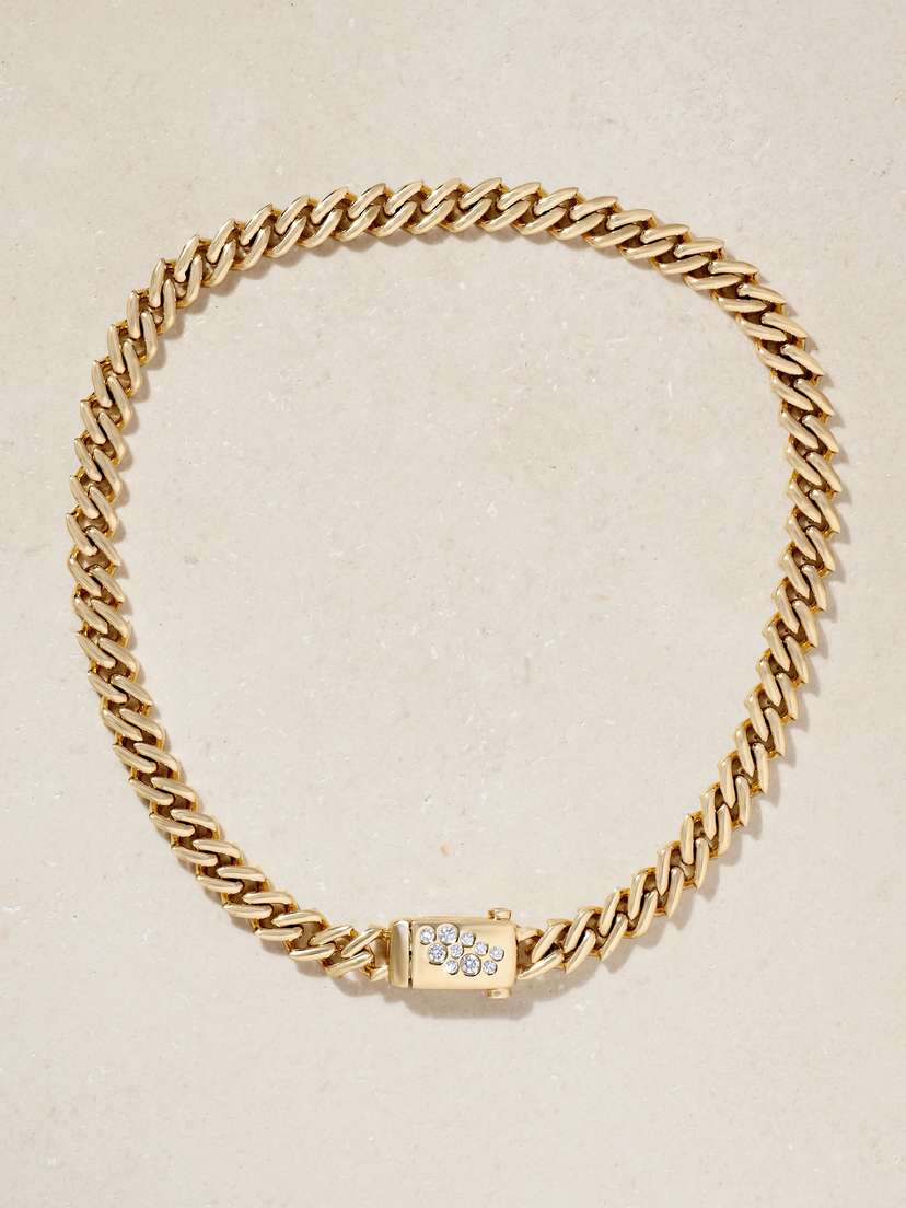 Uniform Object Curb 18-karat Gold Diamond Necklace
