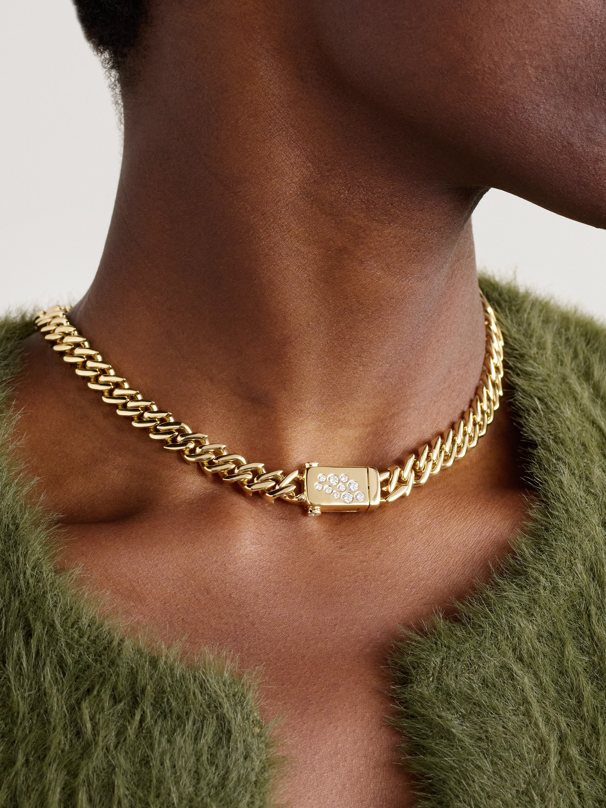 Uniform Object Curb 18-karat Gold Diamond Necklace In Gold