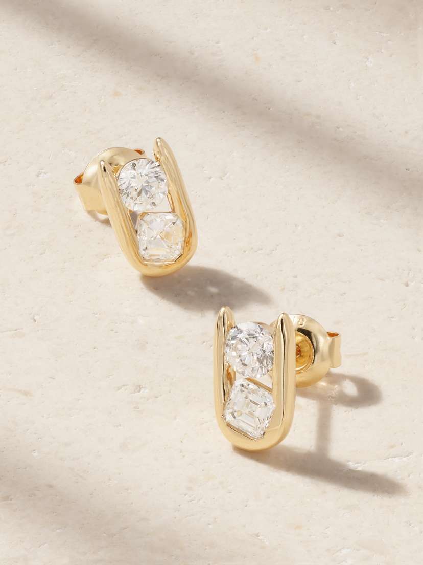 Uniform Object Major Impact 18-karat Gold Diamond Earrings