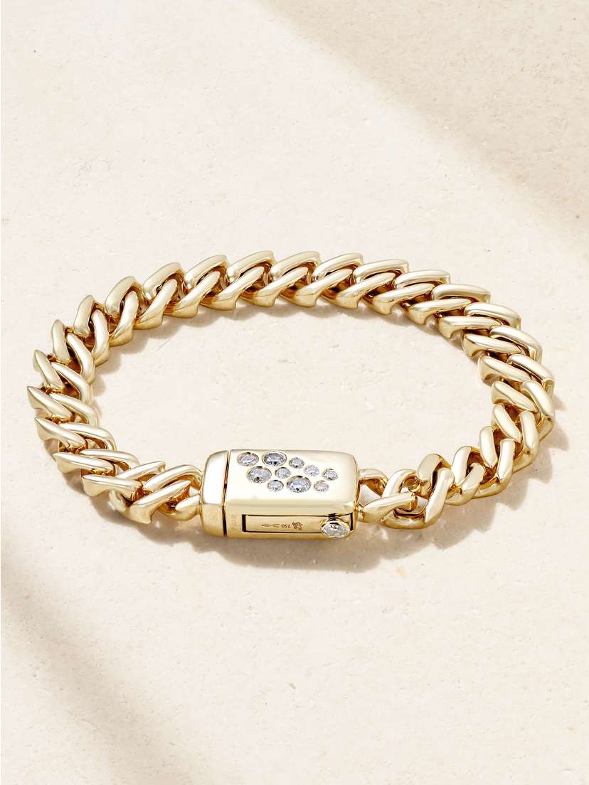 Uniform Object Curb 18-karat Gold Diamond Bracelet