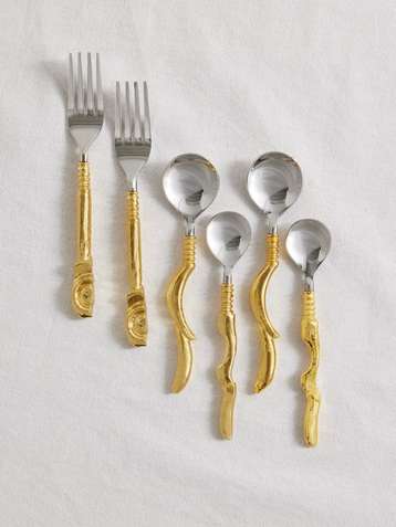 ALIGHIERI The Totemic Devotion six-piece gold-plated and stainless steel cutlery set