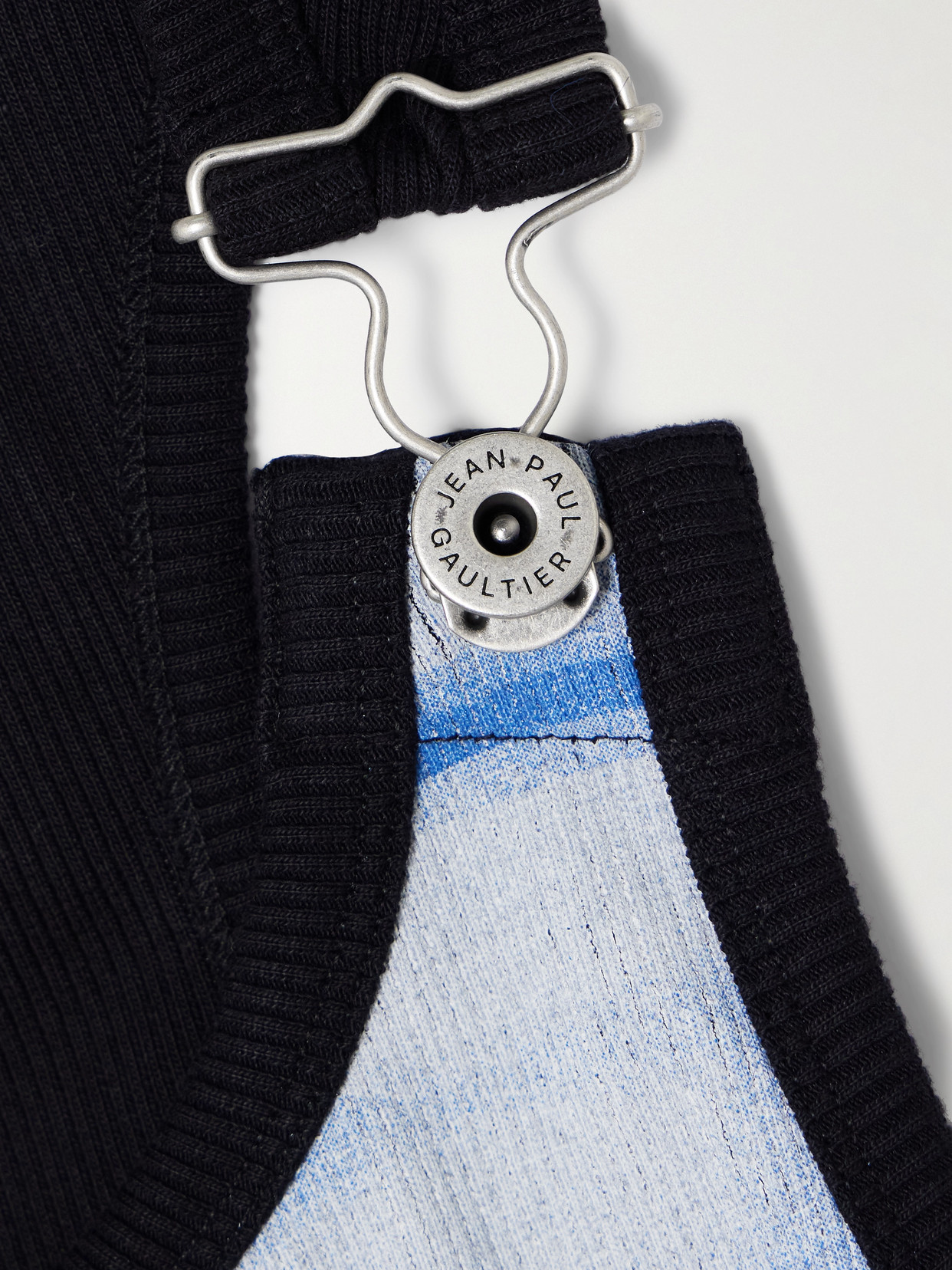 Jean Paul Gaultier Sleeveless Blue Cotton Striped Top Le Male With Wide Neckline In Blue