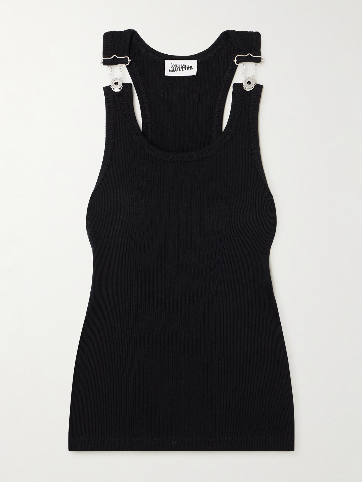 JEAN PAUL GAULTIER RIBBED BUCKLED COTTON TANK