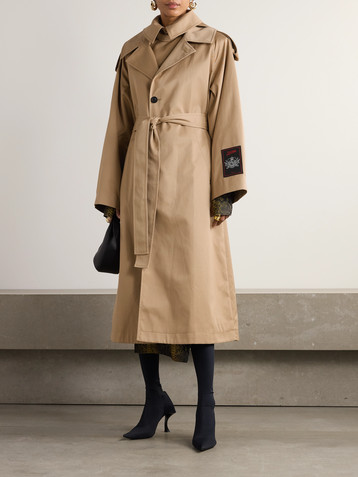 Jean Paul Gaultier Belted layered appliquéd cotton-twill trench coat