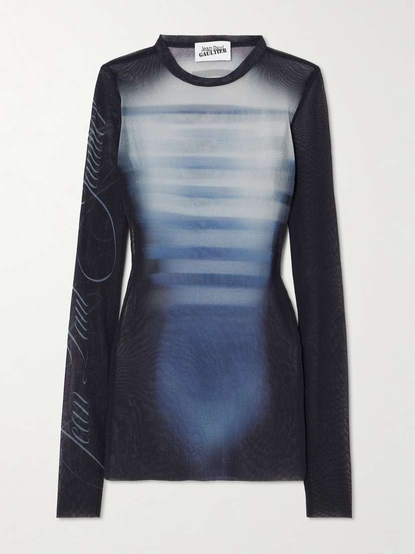 Jean Paul Gaultier Trompe L'oeil Printed Mesh Top