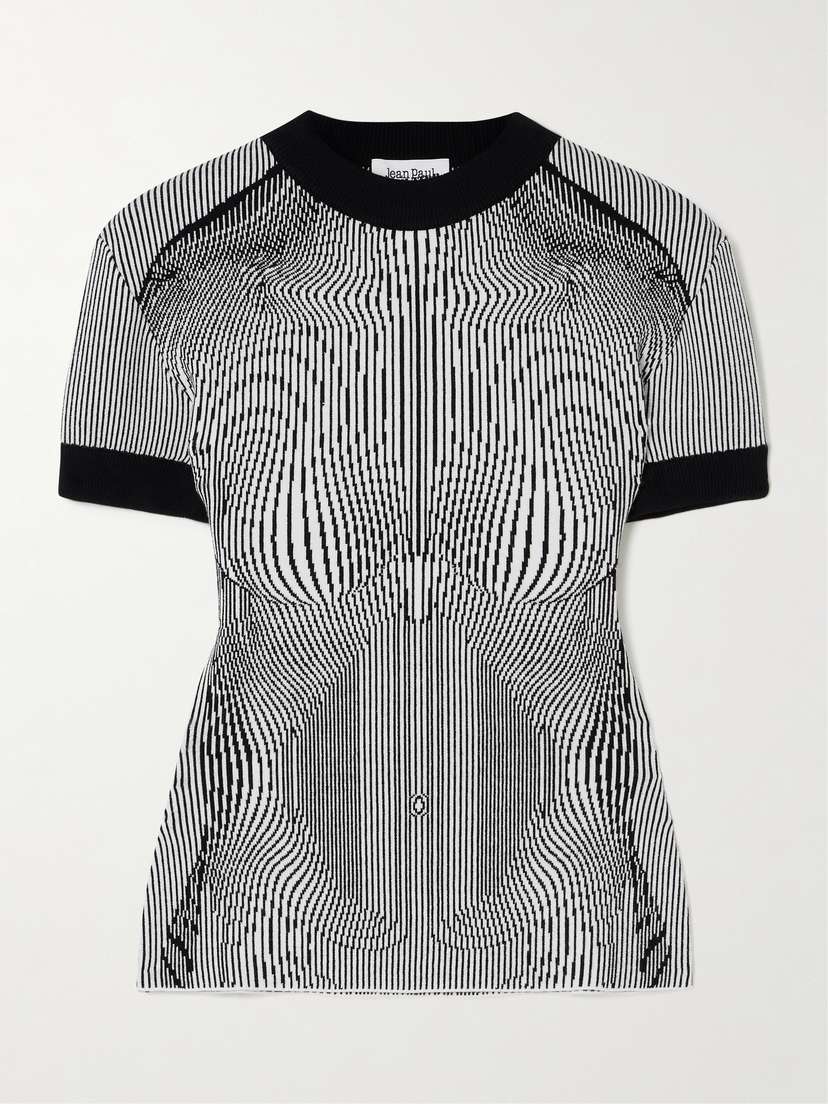 Jean Paul Gaultier Trompe L'oeil Striped Jacquard-knit T-shirt