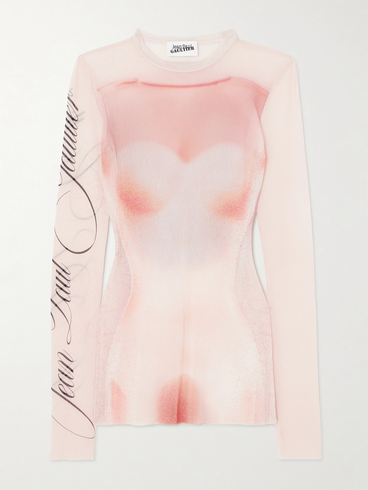 Jean Paul Gaultier Le Classique Printed Mesh Top In Pink