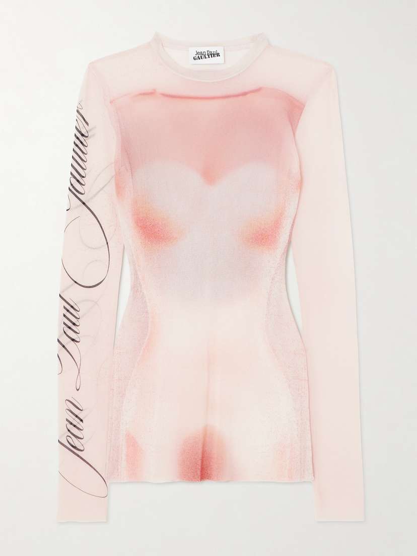 Jean Paul Gaultier Trompe L'oeil Printed Mesh Top