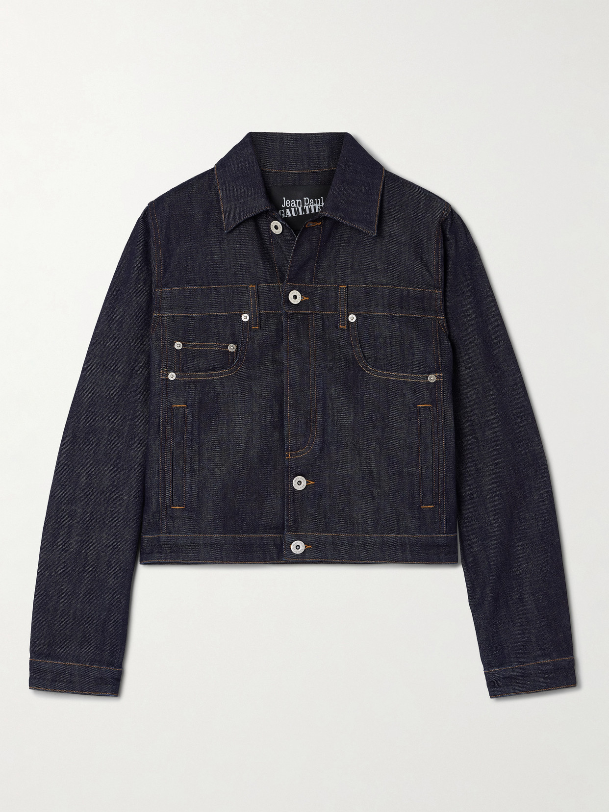 Jean Paul Gaultier Topstitched Denim Jacket In Blue