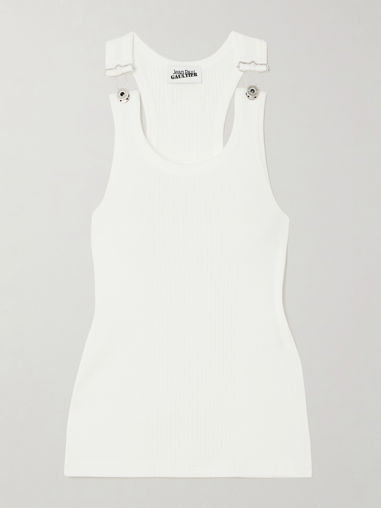 JEAN PAUL GAULTIER RIBBED BUCKLED COTTON TANK